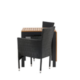 Diego Cafetable hliník – černá / hnědá Aintwood – obdélníkový 70*70/130* + hliníková jídelní židle Malina – černá / proutí _2