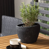 Diego Cafetable hliník – černá / hnědá Aintwood – obdélníkový 70*70/130* + hliníková jídelní židle Malina – černá / proutí _2