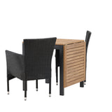 Diego Cafetable hliník – černá / hnědá Aintwood – obdélníkový 70*70/130* + hliníková jídelní židle Malina – černá / proutí _2