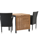 Diego Cafetable hliník – černá / hnědá Aintwood – obdélníkový 70*70/130* + hliníková jídelní židle Malina – černá / proutí _2