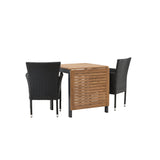 Diego Cafetable hliník – černá / hnědá Aintwood – obdélníkový 70*70/130* + hliníková jídelní židle Malina – černá / proutí _2