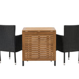 Diego Cafetable hliník – černá / hnědá Aintwood – obdélníkový 70*70/130* + hliníková jídelní židle Malina – černá / proutí _2