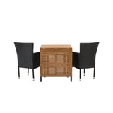 Diego Cafetable hliník – černá / hnědá Aintwood – obdélníkový 70*70/130* + hliníková jídelní židle Malina – černá / proutí _2