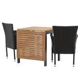 Diego Cafetable hliník – černá / hnědá Aintwood – obdélníkový 70*70/130* + hliníková jídelní židle Malina – černá / proutí _2