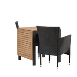 Diego Cafetable hliník – černá / hnědá Aintwood – obdélníkový 70*70/130* + hliníková jídelní židle Malina – černá / proutí _2