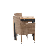 Diego Cafetable Hliník - Černá / Hnědá Aintwood - Obdélníkový 70*70/130* +Malina Jídelní židle Alumnium - Příroda / Proutí _2