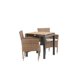 Diego Cafetable Hliník - Černá / Hnědá Aintwood - Obdélníkový 70*70/130* +Malina Jídelní židle Alumnium - Příroda / Proutí _2