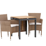 Diego Cafetable Hliník - Černá / Hnědá Aintwood - Obdélníkový 70*70/130* +Malina Jídelní židle Alumnium - Příroda / Proutí _2