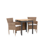 Diego Cafetable Hliník - Černá / Hnědá Aintwood - Obdélníkový 70*70/130* +Malina Jídelní židle Alumnium - Příroda / Proutí _2