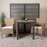 Diego Cafetable Hliník - Černá / Hnědá Aintwood - Obdélníkový 70*70/130* +Malina Jídelní židle Alumnium - Příroda / Proutí _2