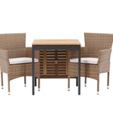 Diego Cafetable Hliník - Černá / Hnědá Aintwood - Obdélníkový 70*70/130* +Malina Jídelní židle Alumnium - Příroda / Proutí _2