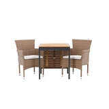 Diego Cafetable Hliník - Černá / Hnědá Aintwood - Obdélníkový 70*70/130* +Malina Jídelní židle Alumnium - Příroda / Proutí _2