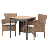 Diego Cafetable Hliník - Černá / Hnědá Aintwood - Obdélníkový 70*70/130* +Malina Jídelní židle Alumnium - Příroda / Proutí _2