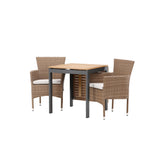 Diego Cafetable Hliník - Černá / Hnědá Aintwood - Obdélníkový 70*70/130* +Malina Jídelní židle Alumnium - Příroda / Proutí _2