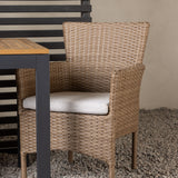 Diego Cafetable Hliník - Černá / Hnědá Aintwood - Obdélníkový 70*70/130* +Malina Jídelní židle Alumnium - Příroda / Proutí _2