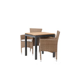 Diego Cafetable Hliník - Černá / Hnědá Aintwood - Obdélníkový 70*70/130* +Malina Jídelní židle Alumnium - Příroda / Proutí _2