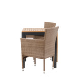 Diego Cafetable Hliník - Černá / Hnědá Aintwood - Obdélníkový 70*70/130* +Malina Jídelní židle Alumnium - Příroda / Proutí _2