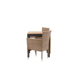 Diego Cafetable Hliník - Černá / Hnědá Aintwood - Obdélníkový 70*70/130* +Malina Jídelní židle Alumnium - Příroda / Proutí _2