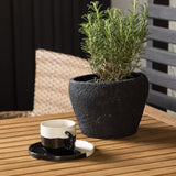 Diego Cafetable Hliník - Černá / Hnědá Aintwood - Obdélníkový 70*70/130* +Malina Jídelní židle Alumnium - Příroda / Proutí _2