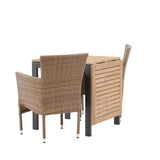 Diego Cafetable Hliník - Černá / Hnědá Aintwood - Obdélníkový 70*70/130* +Malina Jídelní židle Alumnium - Příroda / Proutí _2