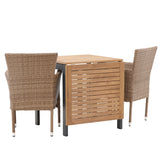 Diego Cafetable Hliník - Černá / Hnědá Aintwood - Obdélníkový 70*70/130* +Malina Jídelní židle Alumnium - Příroda / Proutí _2