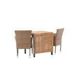 Diego Cafetable Hliník - Černá / Hnědá Aintwood - Obdélníkový 70*70/130* +Malina Jídelní židle Alumnium - Příroda / Proutí _2