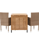 Diego Cafetable Hliník - Černá / Hnědá Aintwood - Obdélníkový 70*70/130* +Malina Jídelní židle Alumnium - Příroda / Proutí _2