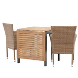 Diego Cafetable Hliník - Černá / Hnědá Aintwood - Obdélníkový 70*70/130* +Malina Jídelní židle Alumnium - Příroda / Proutí _2