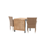 Diego Cafetable Hliník - Černá / Hnědá Aintwood - Obdélníkový 70*70/130* +Malina Jídelní židle Alumnium - Příroda / Proutí _2