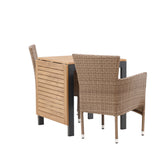 Diego Cafetable Hliník - Černá / Hnědá Aintwood - Obdélníkový 70*70/130* +Malina Jídelní židle Alumnium - Příroda / Proutí _2