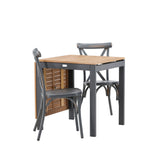 Diego Cafetable hliník – černá / hnědá Aintwood – obdélníkový 70*70/130* +Tablas jídelní židle hliník – černá / _2