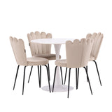 Jídelní stůl Hamden - Bílá MDF+Židle Limhamn Light - Černá / Béžová Velvet_4