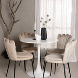 Jídelní stůl Hamden - Bílá MDF+Židle Limhamn Light - Černá / Béžová Velvet_4