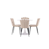 Jídelní stůl Hamden - Bílá MDF+Židle Limhamn Light - Černá / Béžová Velvet_4