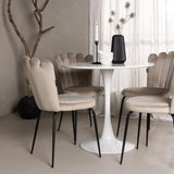 Jídelní stůl Hamden - Bílá MDF+Židle Limhamn Light - Černá / Béžová Velvet_4