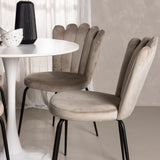 Jídelní stůl Hamden - Bílá MDF+Židle Limhamn Light - Černá / Béžová Velvet_4