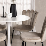 Jídelní stůl Hamden - Bílá MDF+Židle Limhamn Light - Černá / Béžová Velvet_4