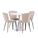 Jídelní stůl Hamden - Bílá MDF+Židle Limhamn Light - Černá / Béžová Velvet_4