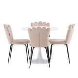 Jídelní stůl Hamden - Bílá MDF+Židle Limhamn Light - Černá / Béžová Velvet_4