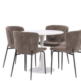 Jídelní stůl Hamden – bílá MDF+jídelní židle Modesto – šedá / kouřová černá Boucle_4