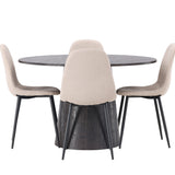 Lanzo jídelní stůl φ120 - Mocca/Mocca + Jídelní židle Polar - Černá / Béžová Boucle _4
