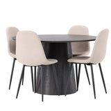 Lanzo jídelní stůl φ120 - Mocca/Mocca + Jídelní židle Polar - Černá / Béžová Boucle _4