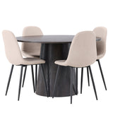 Lanzo jídelní stůl φ120 - Mocca/Mocca + Jídelní židle Polar - Černá / Béžová Boucle _4