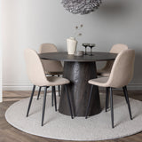 Lanzo jídelní stůl φ120 - Mocca/Mocca + Jídelní židle Polar - Černá / Béžová Boucle _4