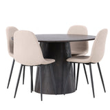 Lanzo jídelní stůl φ120 - Mocca/Mocca + Jídelní židle Polar - Černá / Béžová Boucle _4