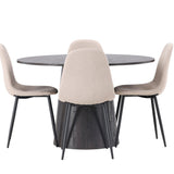 Lanzo jídelní stůl φ120 - Mocca/Mocca + Jídelní židle Polar - Černá / Béžová Boucle _4