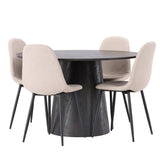 Lanzo jídelní stůl φ120 - Mocca/Mocca + Jídelní židle Polar - Černá / Béžová Boucle _4