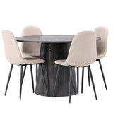 Lanzo jídelní stůl φ120 - Mocca/Mocca + Jídelní židle Polar - Černá / Béžová Boucle _4