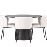 Jídelní stůl Lanzo φ120 - Mocca/Mocca +Jídelní židle Edina - Černá / Bílá Boucle _4