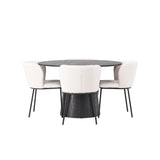 Jídelní stůl Lanzo φ120 - Mocca/Mocca +Jídelní židle Edina - Černá / Bílá Boucle _4